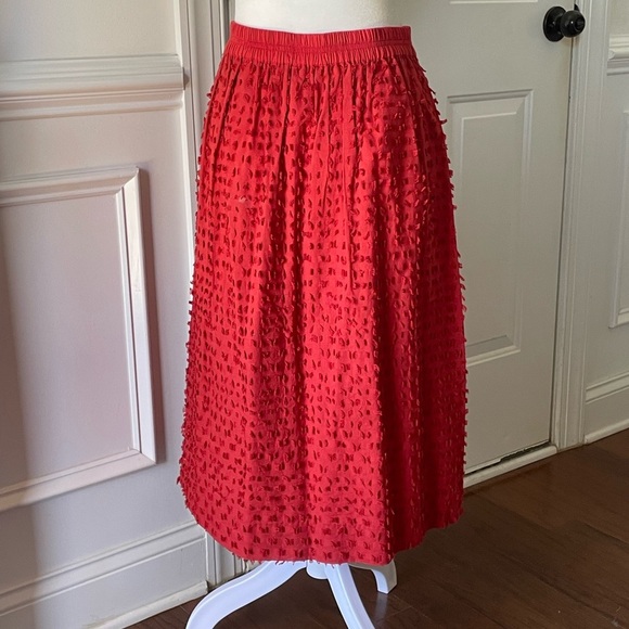 J.Crew Rust Red Textured Midi Skirt (Size 2) - Beautiful Preowned Condition - Picture 4 of 6